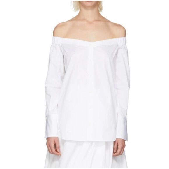 RAG & BONE Off Shoulder‎ Oversized Blouse White Large - Picture 1 of 6